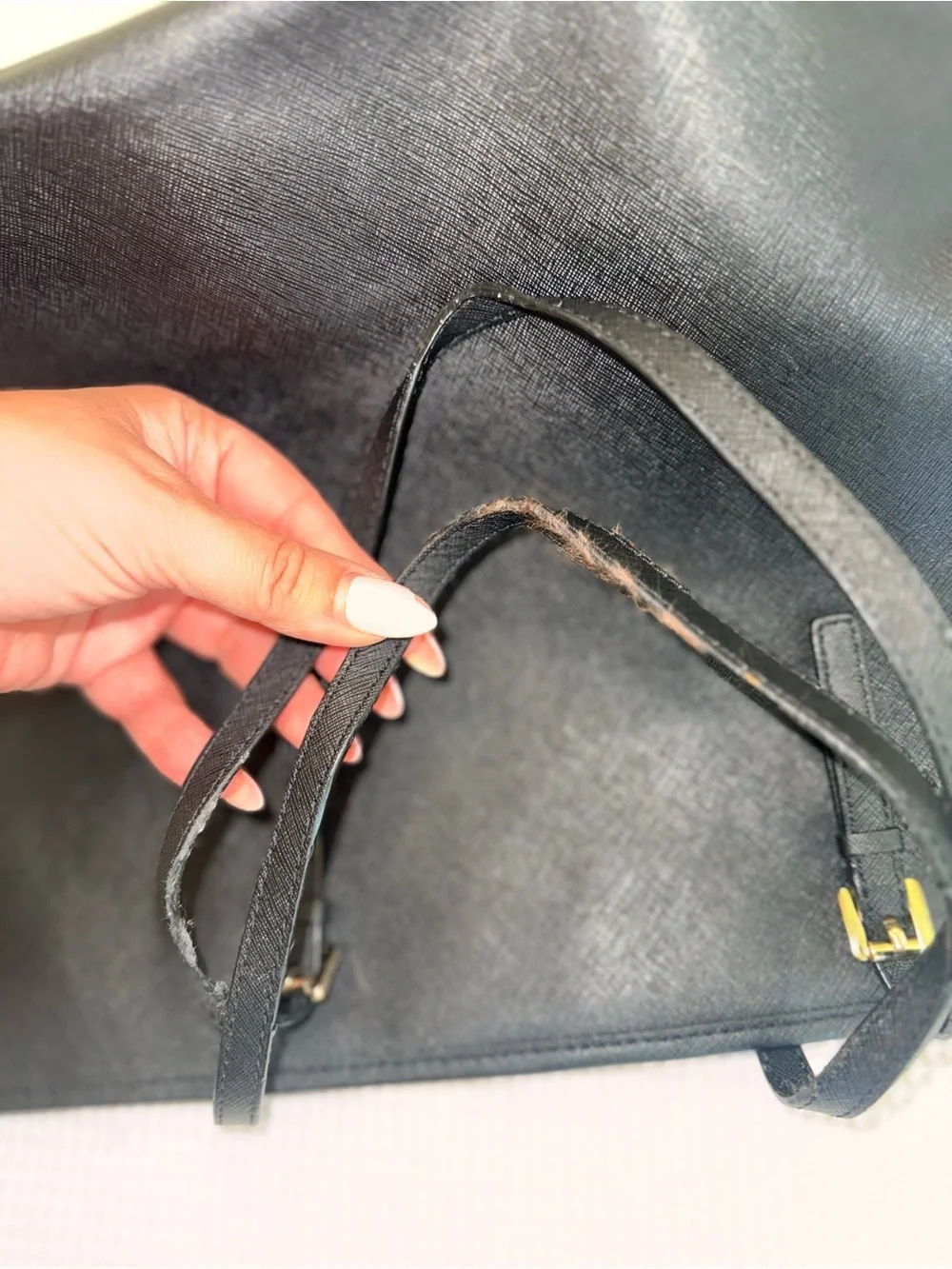 Michael Kors Black Leather Tote with Gold Logo and Hardware